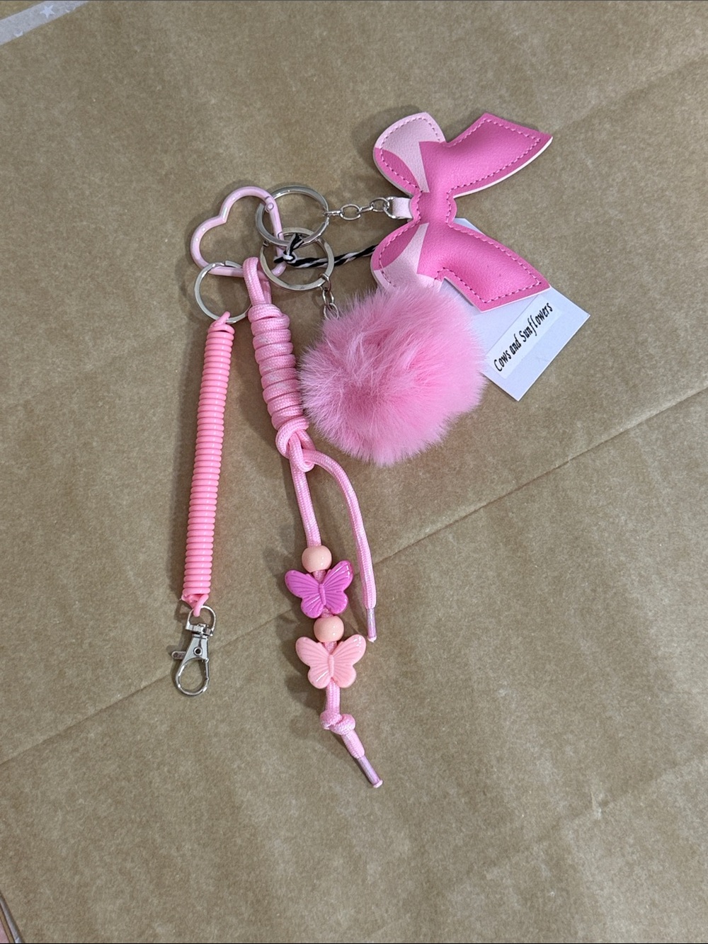 Handmade Pink Key or Bag Charm